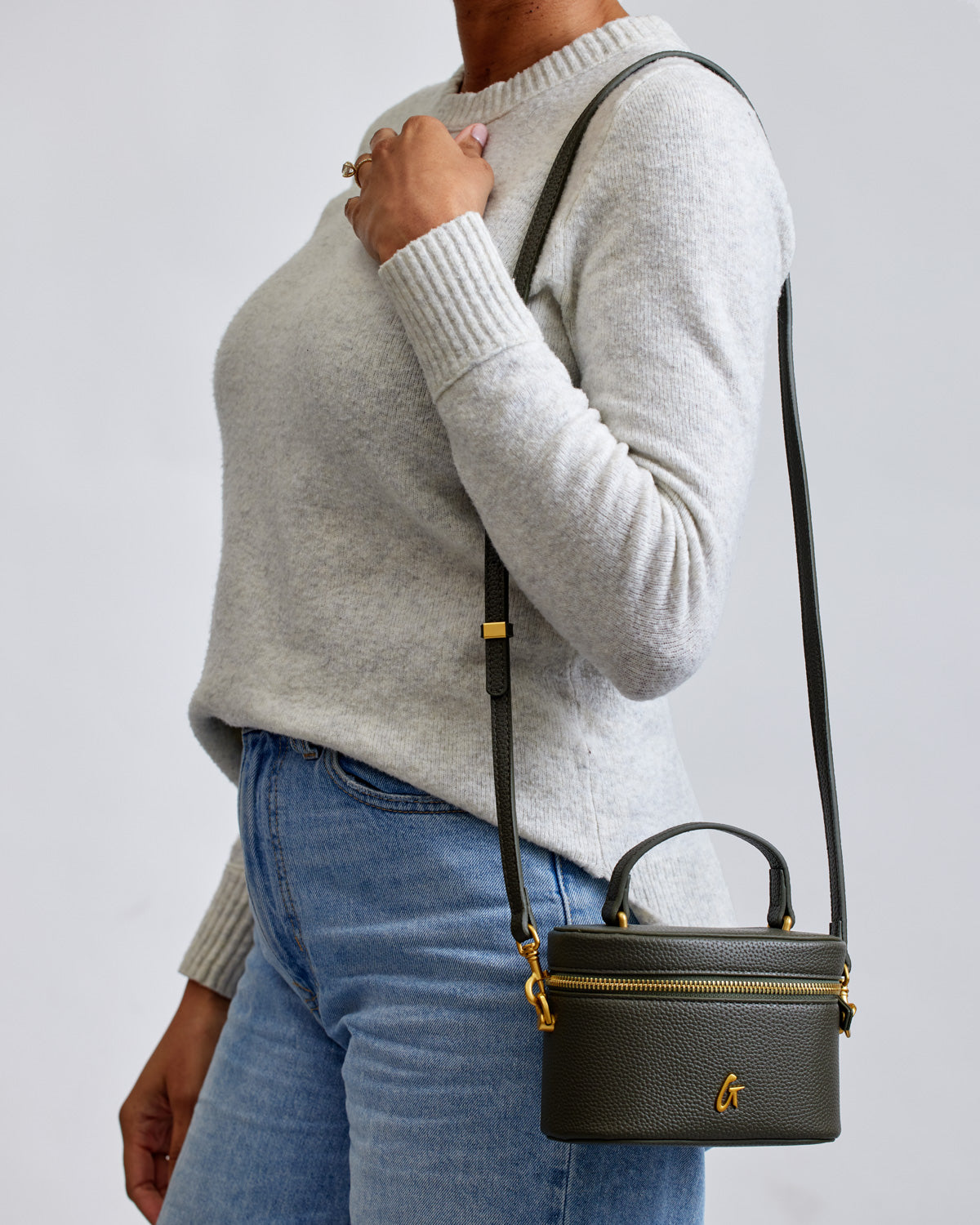 Mini Pebble Vanity Bag - Olive Green Crossbody Purse for Women | Trendy & Compact Makeup Organizer | Perfect for Travel, Gym & Everyday Use