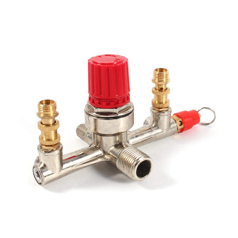 Dual Outlet Air Compressor Regulator Control Switch with Tube - Heavy Duty Brass Fittings for Air Tools, Paint Sprayers & Pneumatic Systems - Perfect for Workshops, Garages & DIY Projects