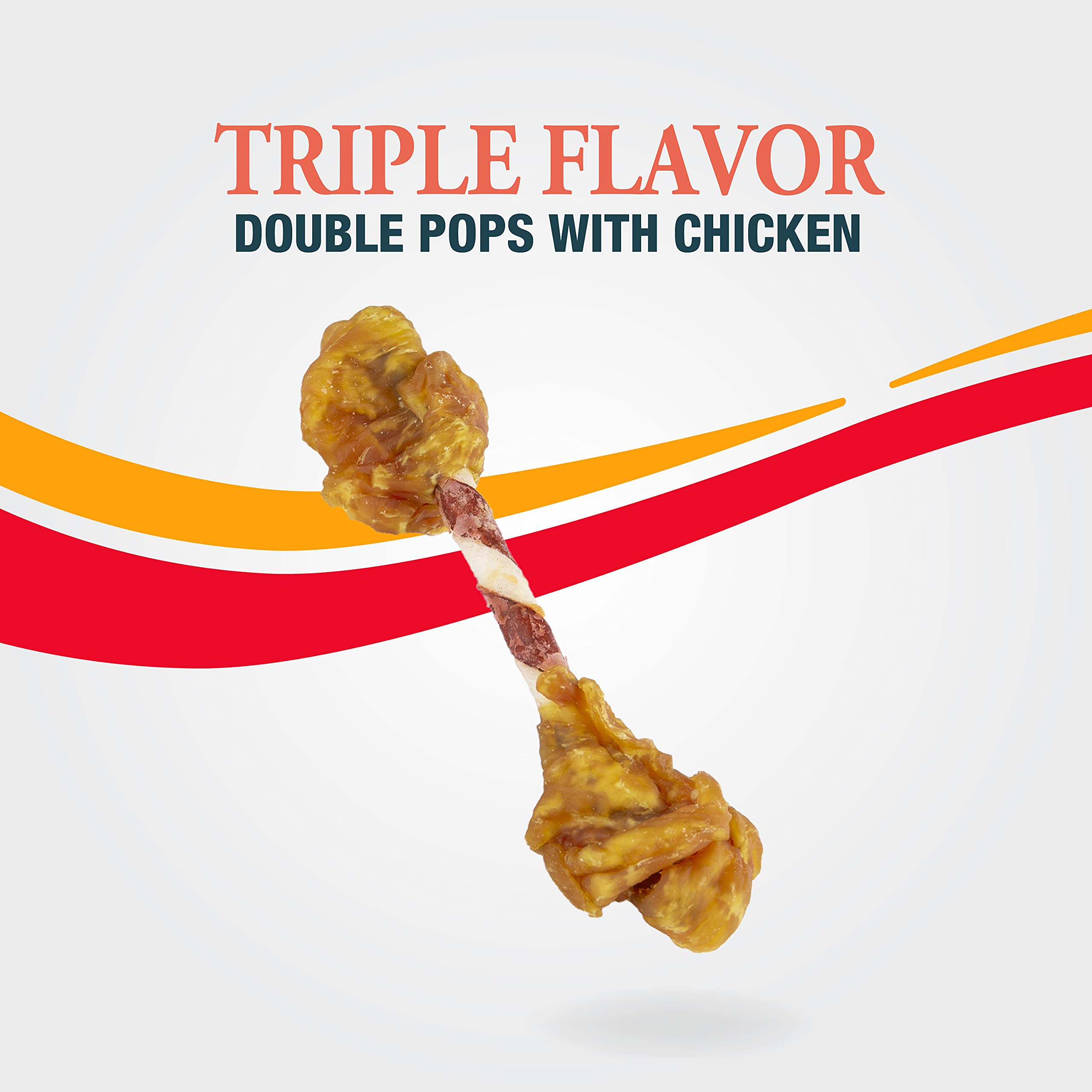 Premium Triple Flavor Double Pops Dog Treats with Chicken - 5.5oz Gourmet Chews for Small & Large Dogs - Perfect for Training, Rewards & Dental Health