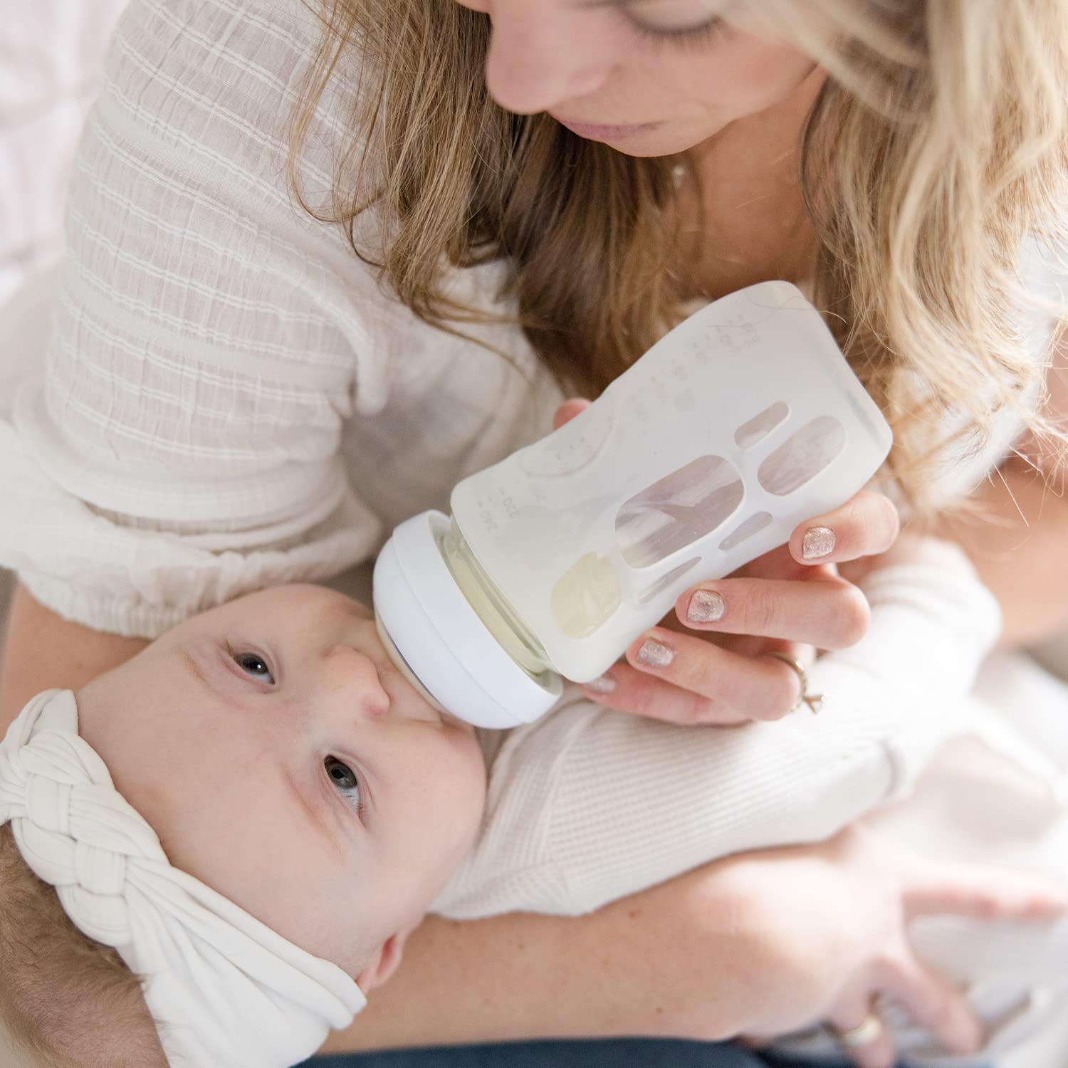 Olababy Silicone Sleeve for Avent Natural Glass Baby Bottles (4 oz, Translucent) - Protective Cover for Safe Feeding, Dishwasher Safe & BPA-Free - Perfect for Newborns, Infants & Toddlers at Home or On-the-Go
