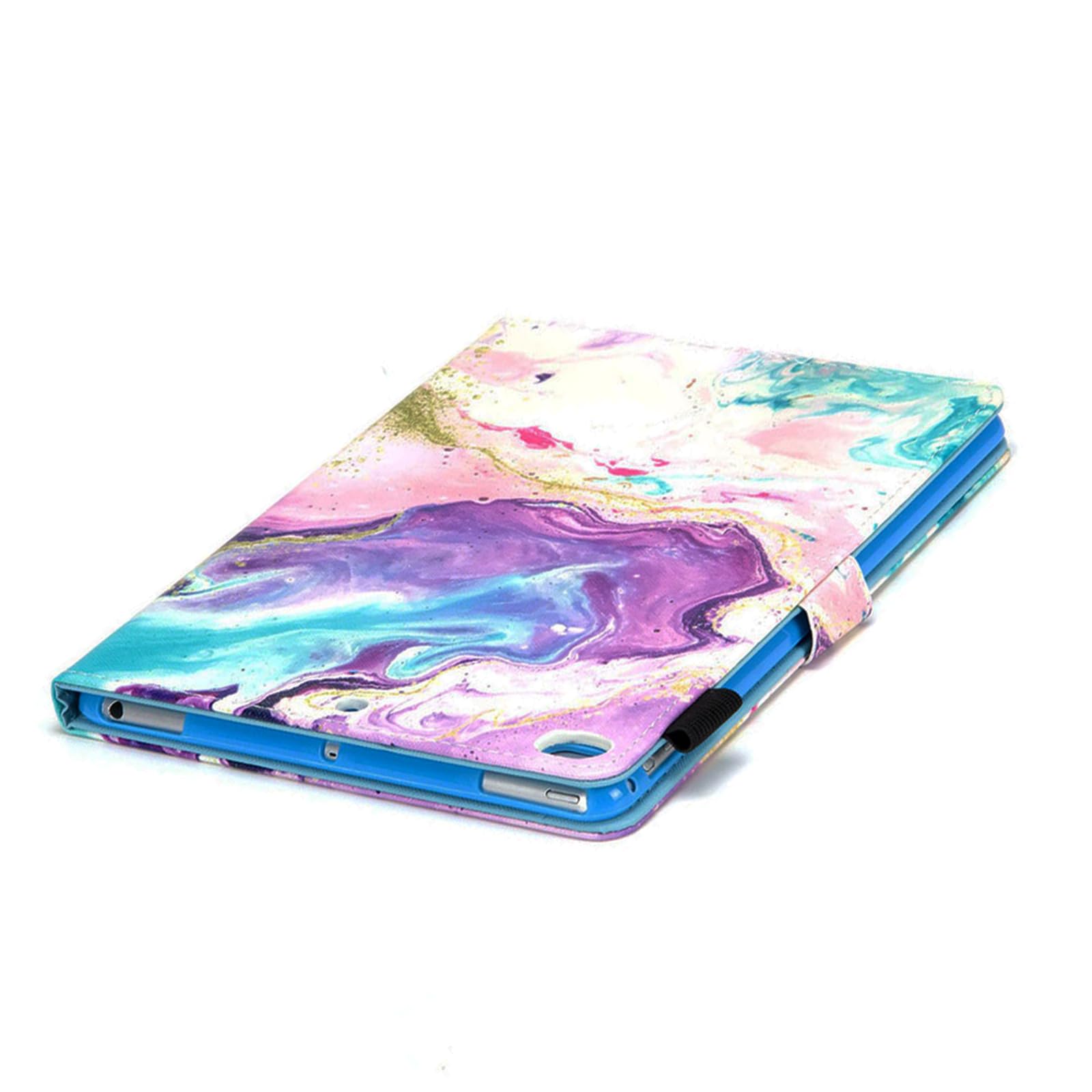 Premium PU Leather iPad Case for iPad 9.7 Inch (2018/2017) - Compatible with iPad 6th/5th Gen & iPad Air 1/Air 2 - Folio Stand Cover with Pencil Holder & Auto Sleep/Wake Feature - Purple Marble Design - Perfect for Work, School & Travel Protection