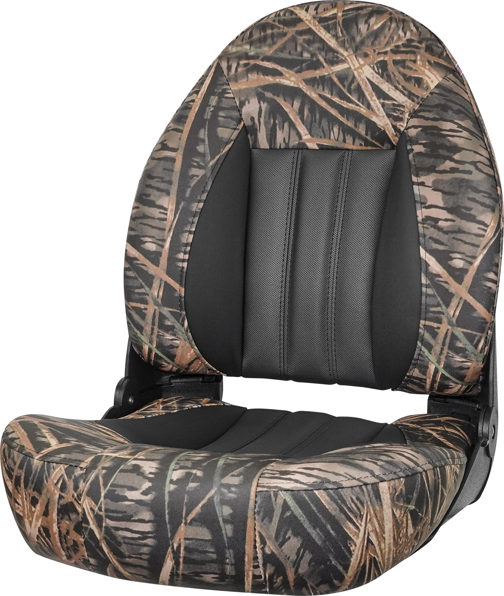 Tempress ProBax Orthopedic Folding High Back Boat Seat - Mossy Oak Shadow Grass/Black/Carbon - Ergonomic Support for Fishing & Boating Comfort