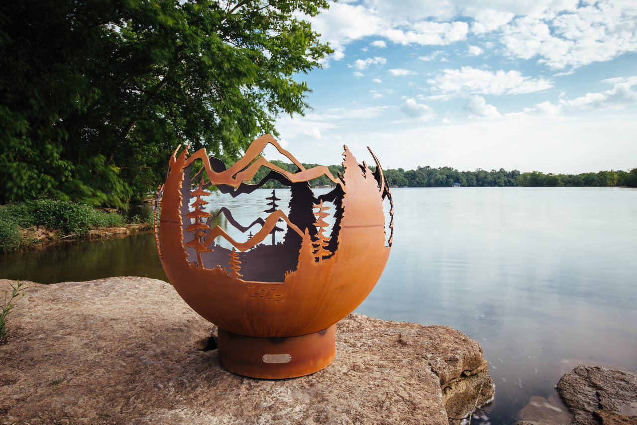 Mountain Vista Fire Pit - Outdoor Steel Fire Pit Bowl for Backyard, Patio, Camping - Rust-Resistant & Durable Design for Bonfires, S'mores, and Cozy Evenings