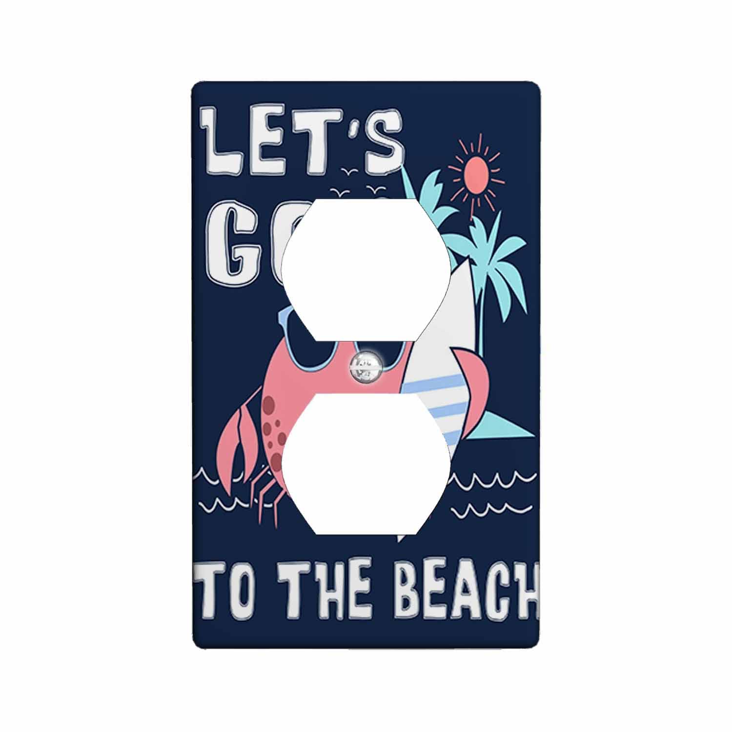 Beabes Surfer Crab Wall Plate - Let's Go To The Beach Slogan - Summer Ocean Theme Decor - 1-Gang 4.50