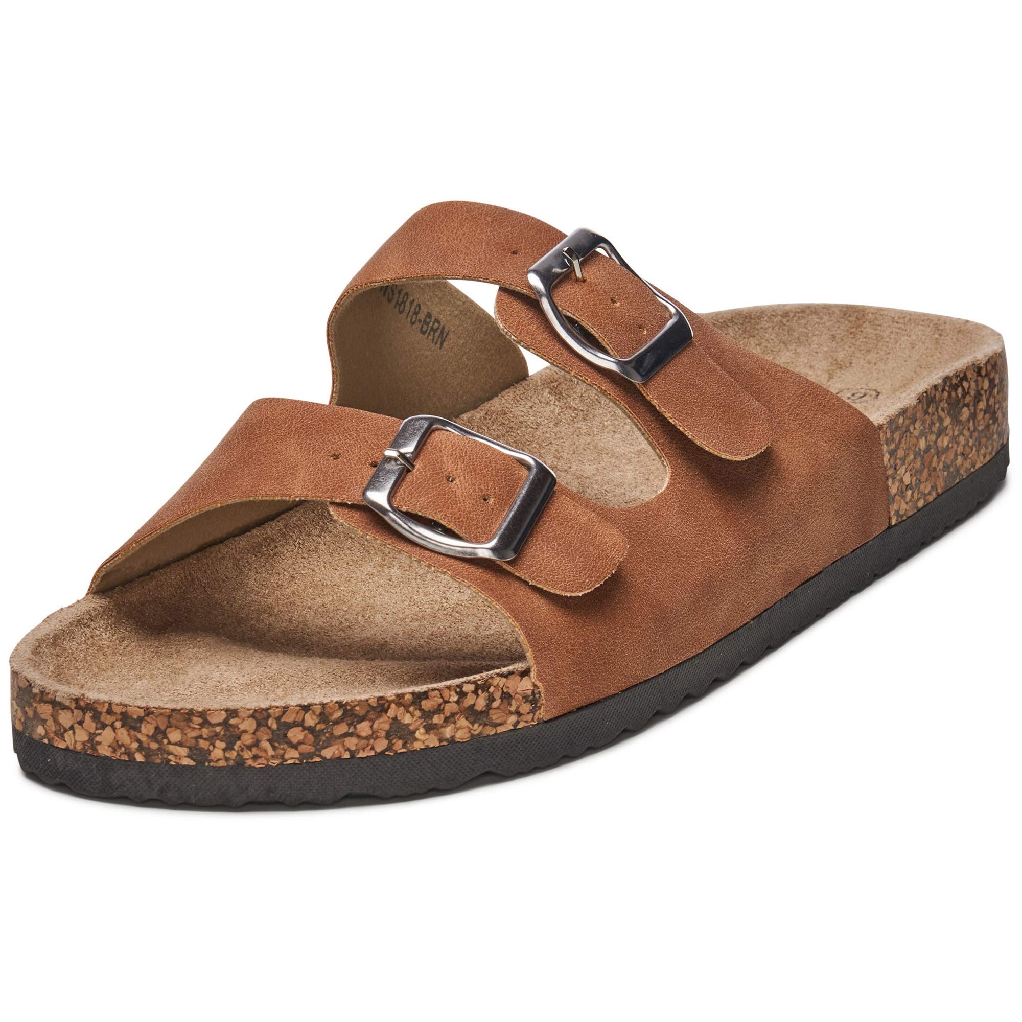 Alpine Swiss Men's Double Strap Casual Slides - Comfortable Flat Sandals for Summer, Beach, Pool & Outdoor Walking