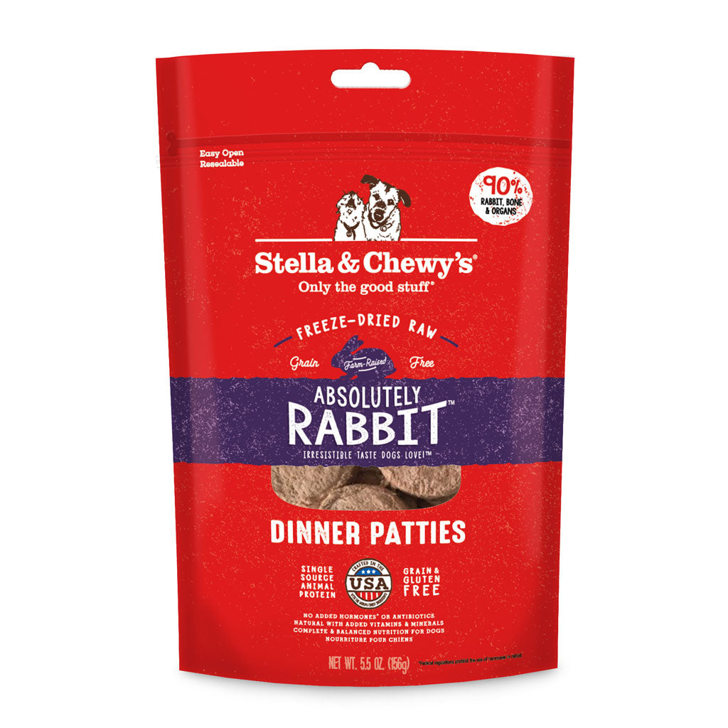 Stella & Chewy's Freeze-Dried Dog Food - Absolutely Rabbit Dinner Recipe | Grain-Free, High-Protein Raw Dog Food for Small & Large Breeds | Perfect for Training Treats, Meal Toppers, or Raw Diet Supplement