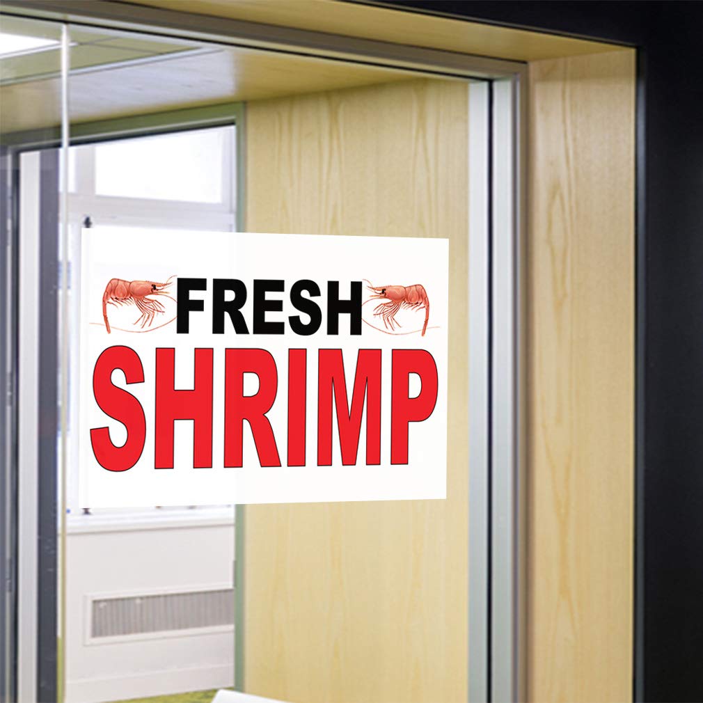 Premium Vinyl Decal Stickers - Fresh Shrimp, Black & Red Bar Design - Multiple Sizes (14x10 Inches) - Durable Restaurant & Food Truck Safety Signs - Perfect for Commercial Kitchens, Food Industry Labeling & Industrial Use