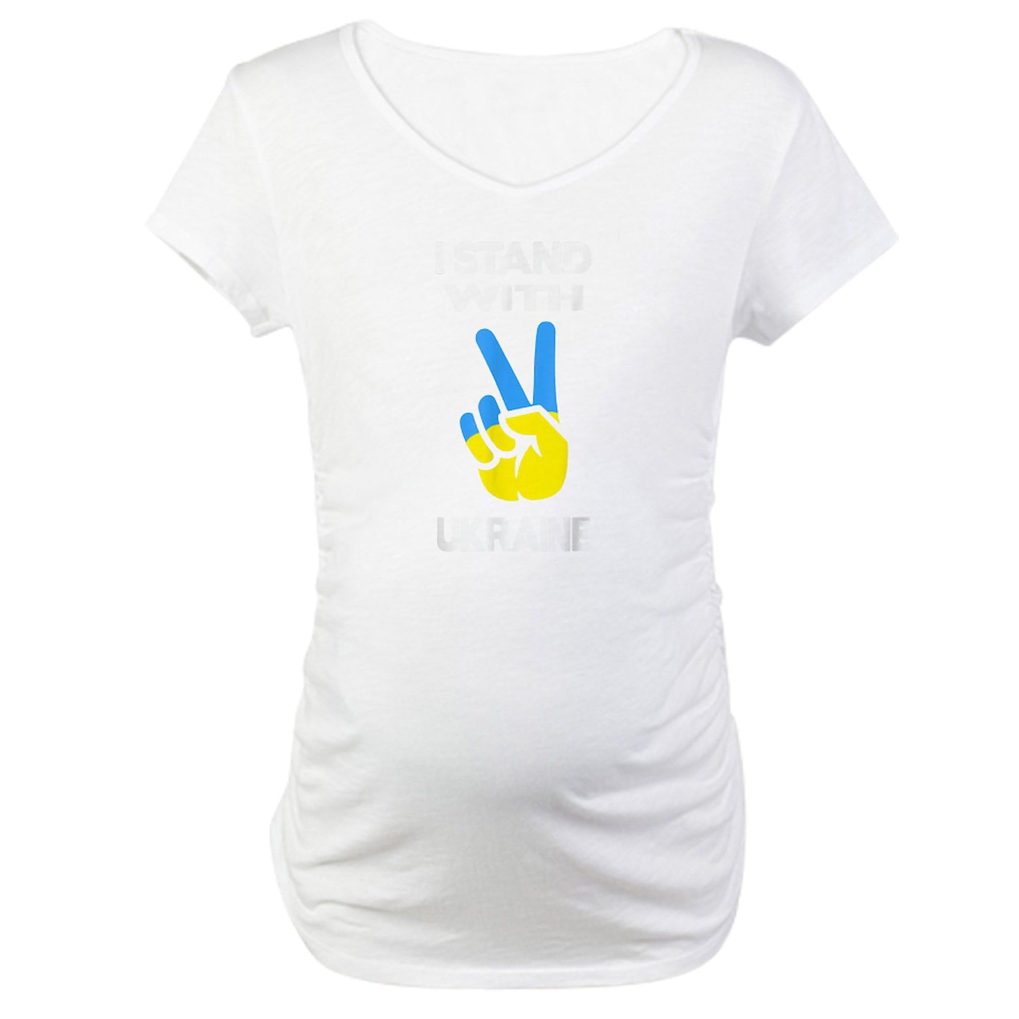 Support Ukraine Maternity T-Shirt for Women - Ruched Side Pregnancy Shirt with 'I Stand With Ukraine' Design - Comfortable Maternity Wear for Pregnancy, Nursing & Everyday Use