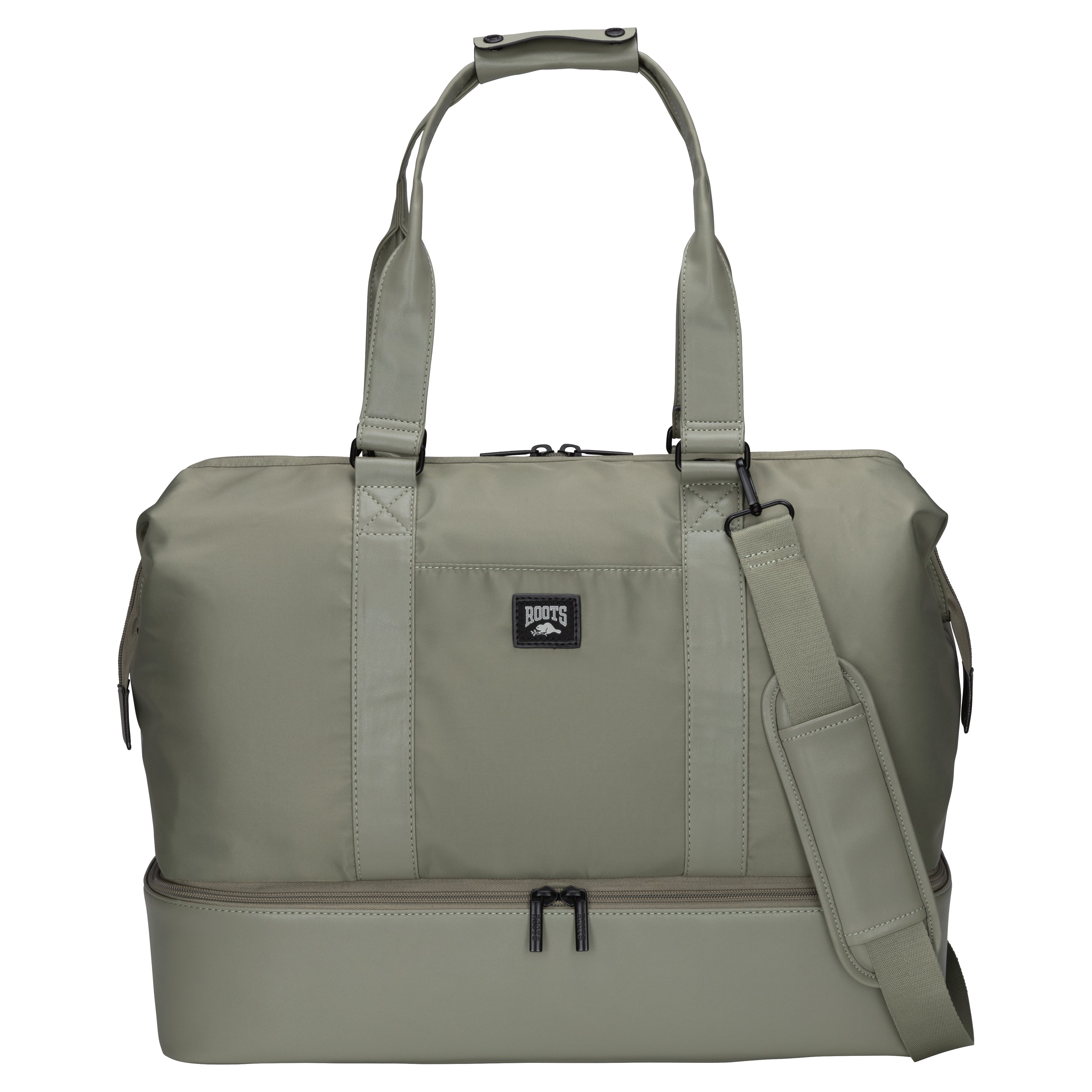 Roots Travel Drop Bottom Weekender Bag - Durable Canvas Carry-On Luggage for Women & Men - Perfect for Weekend Trips, Gym, Work & Overnight Stays