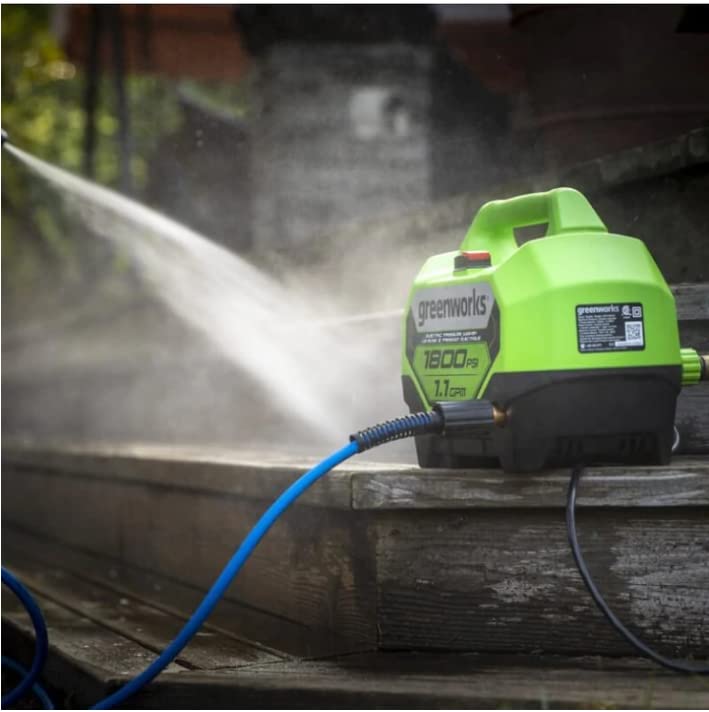Greenworks 1800 PSI 1.1 GPM Cold Water Electric Pressure Washer 5113002HDVT - Powerful Cleaning for Driveways, Patios, Decks & Outdoor Surfaces