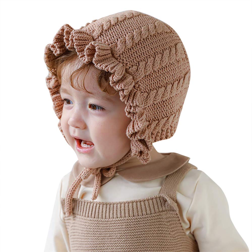 Vivobiniya Toddler Girl Flounce Knit Hat - Soft Baby Bonnets for Newborn to 8 Years - Cute Winter & Spring Headwear for Infants & Kids - Perfect for Outdoor Play, Photoshoots & Daily Wear