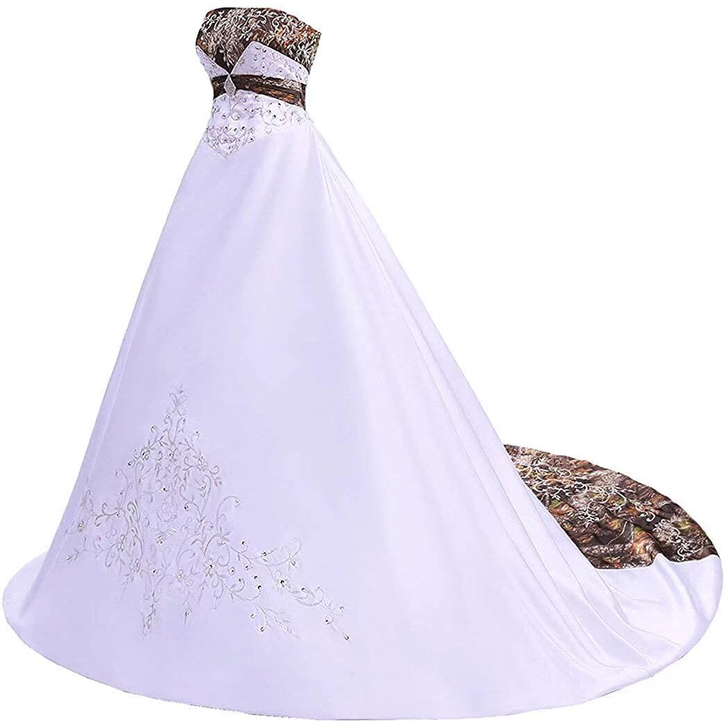 Elegant Strapless Wedding Dress for Women - Satin Embroidery & Beaded Bridal Gown | 2021 Collection | Perfect for Beach Weddings, Church Ceremonies & Formal Receptions