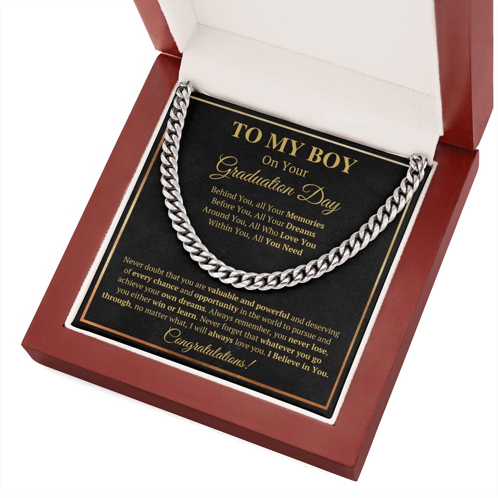 2022 Graduation Cross Necklace for Men - Class of 2022 Gift for Son, Grandson, Brother, Boyfriend with Message Card & Gift Box | Christian Graduation Jewelry, Commencement Present for College & High School Graduates