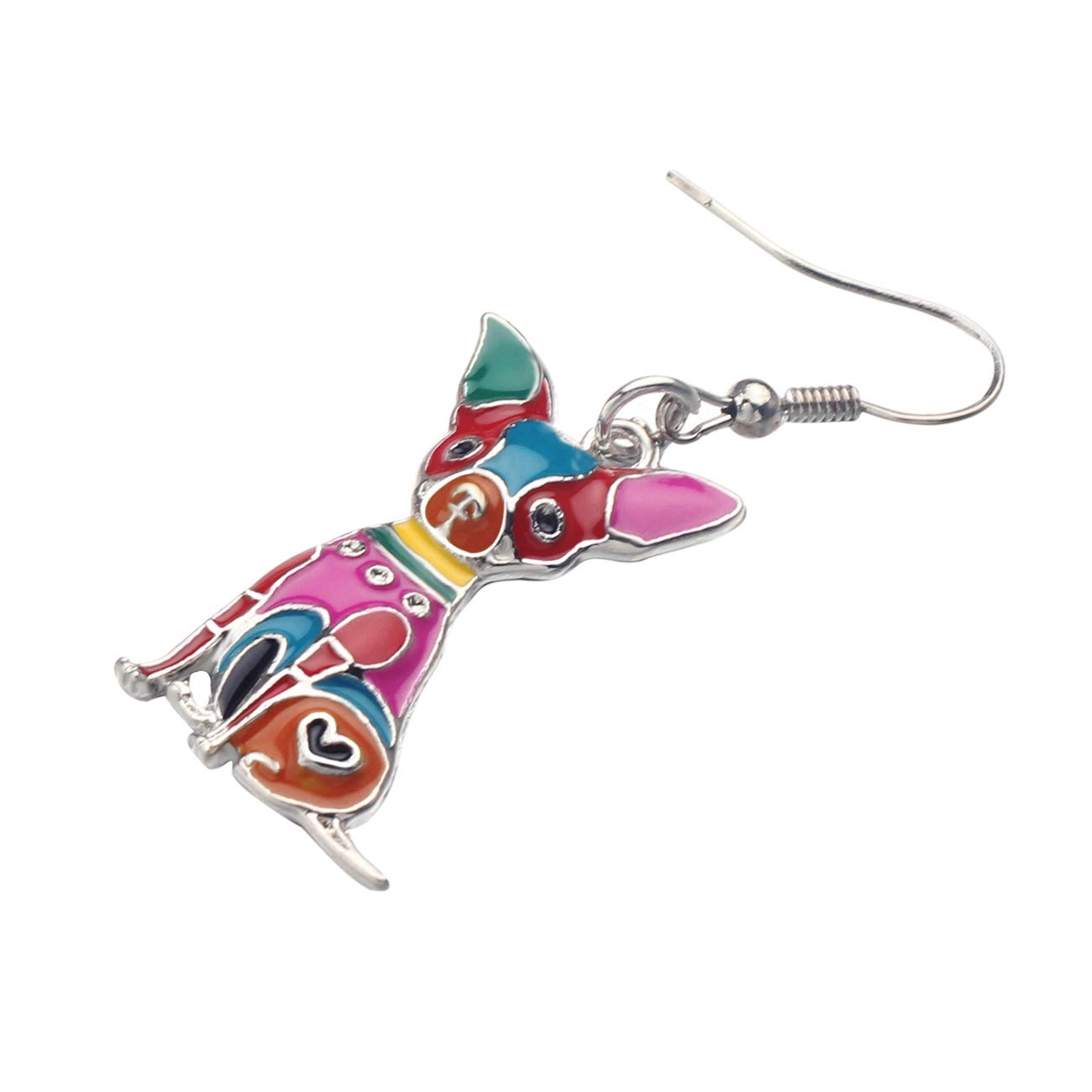BONSNY Enamel Chihuahua Dog Earrings for Women - Fun Pet Jewelry for Casual Wear