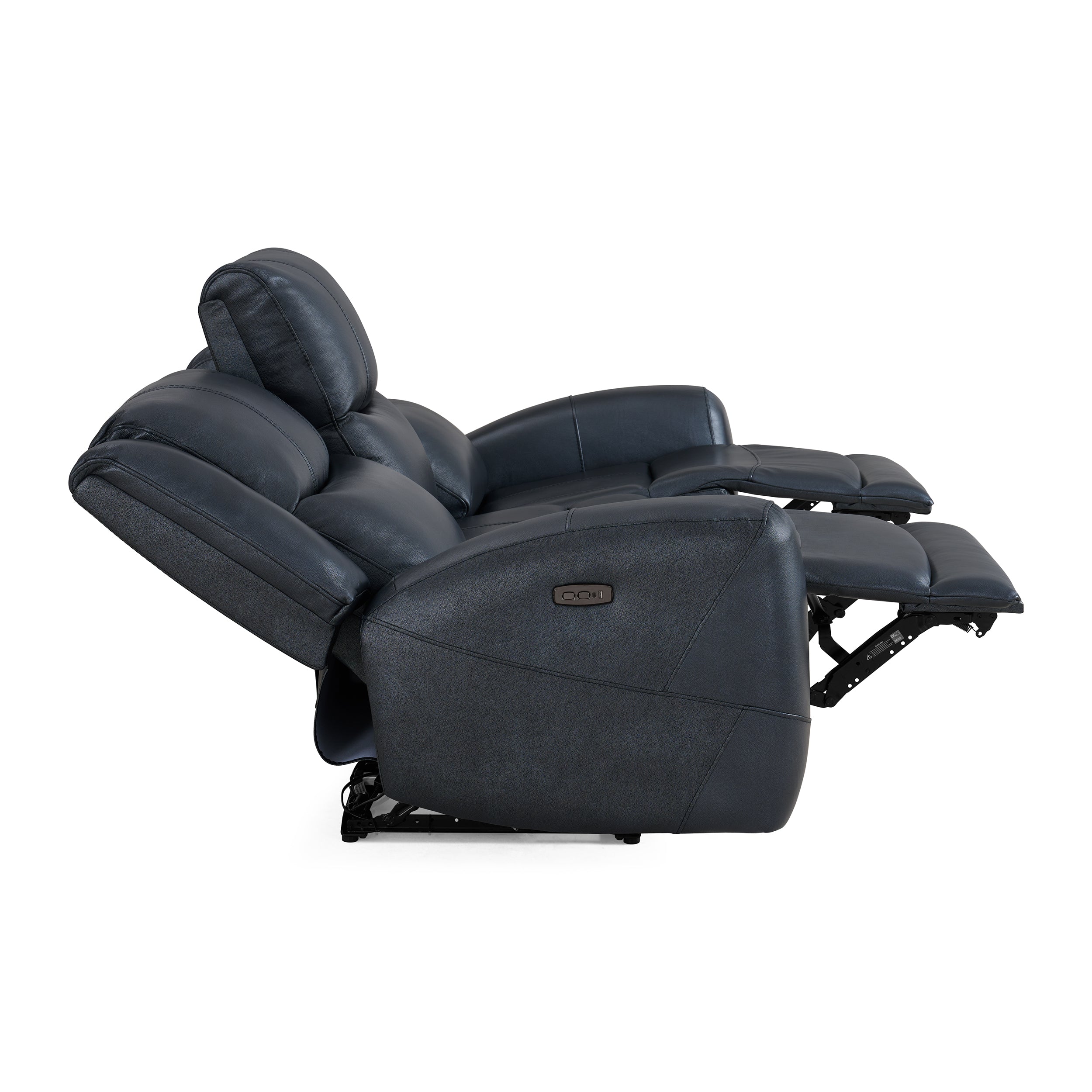 Roundhill Furniture Cozura Genuine Leather Power Dual Reclining Sofa - 3-Seater Living Room Couch with USB Charging for Home Theater & Family Relaxation