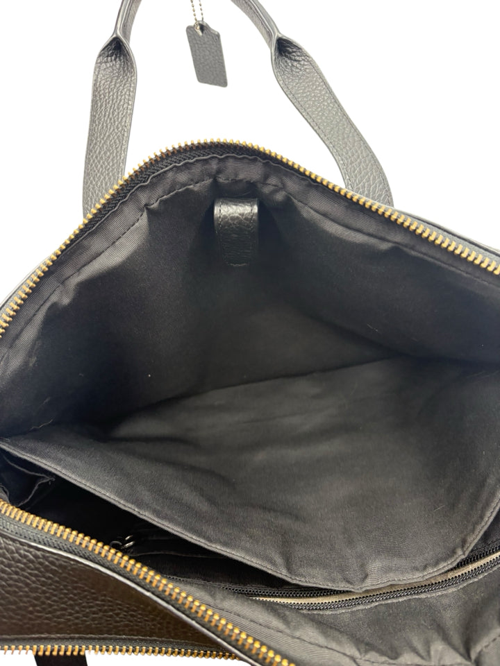 Coach Hampton Leather Day Briefcase for Men & Women | Premium Genuine Leather Work Bag | Professional Office Briefcase, Business Travel & Commuting
