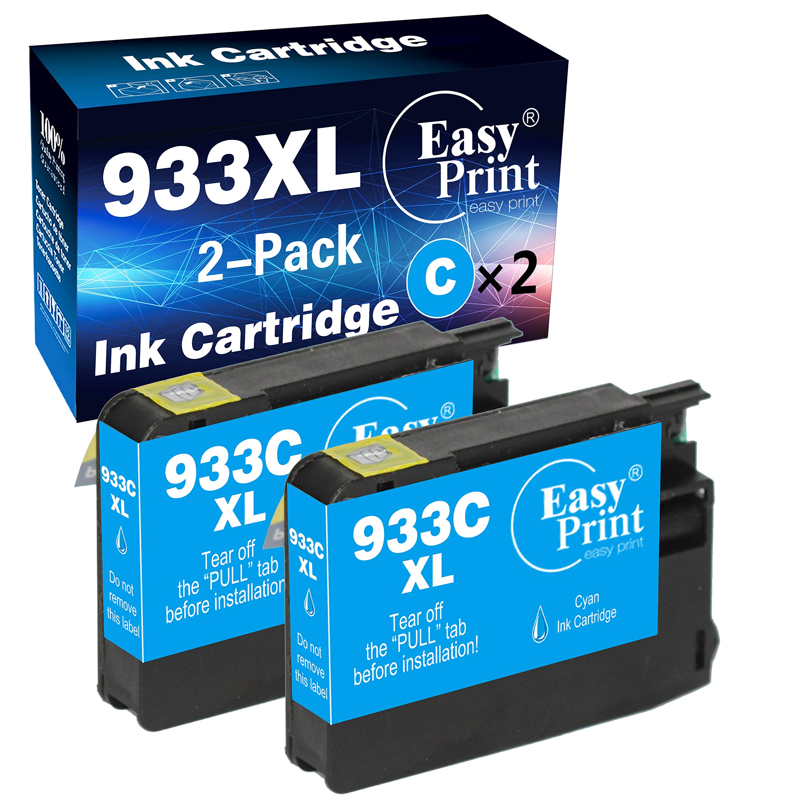 High-Quality 2-Pack EASYPRINT Compatible 932XL 933XL Ink Cartridges (2X Cyan) for HP Officejet 6600/6700/7610/7612 Printers - Perfect for Home & Office Printing, Documents, Photos, and Reports