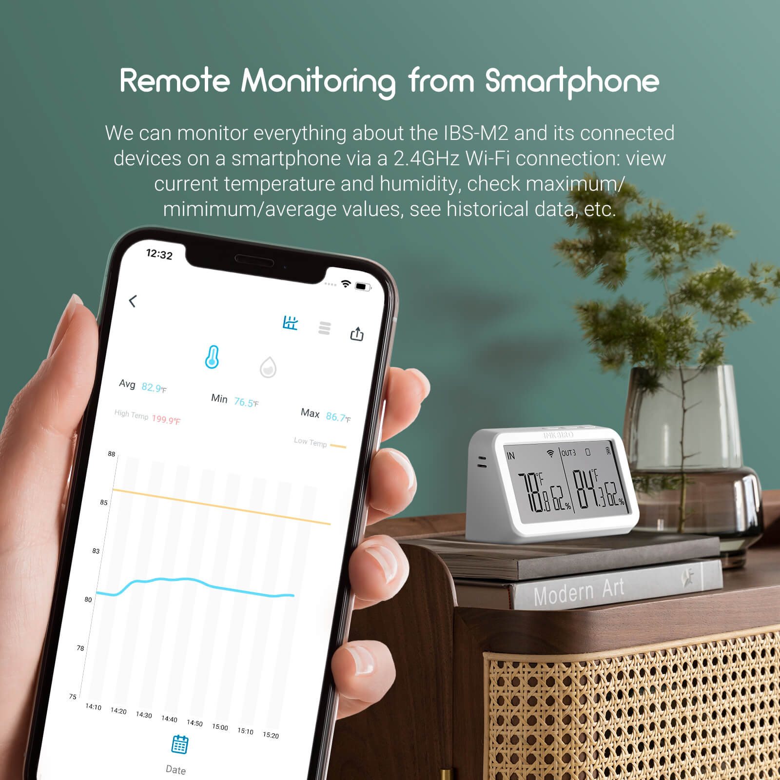 WiFi Gateway with Temperature & Humidity Sensor - IBS M2 Smart Home Hub for Remote Monitoring & IoT Automation