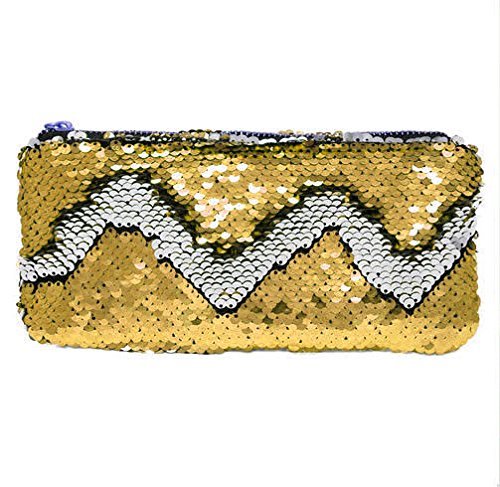 BOXO Stylish Glitter Makeup Purse for Women - Mermaid Clutch Evening Party Bag (Yellow, Pack of 1) | Perfect for Prom, Wedding & Special Occasions
