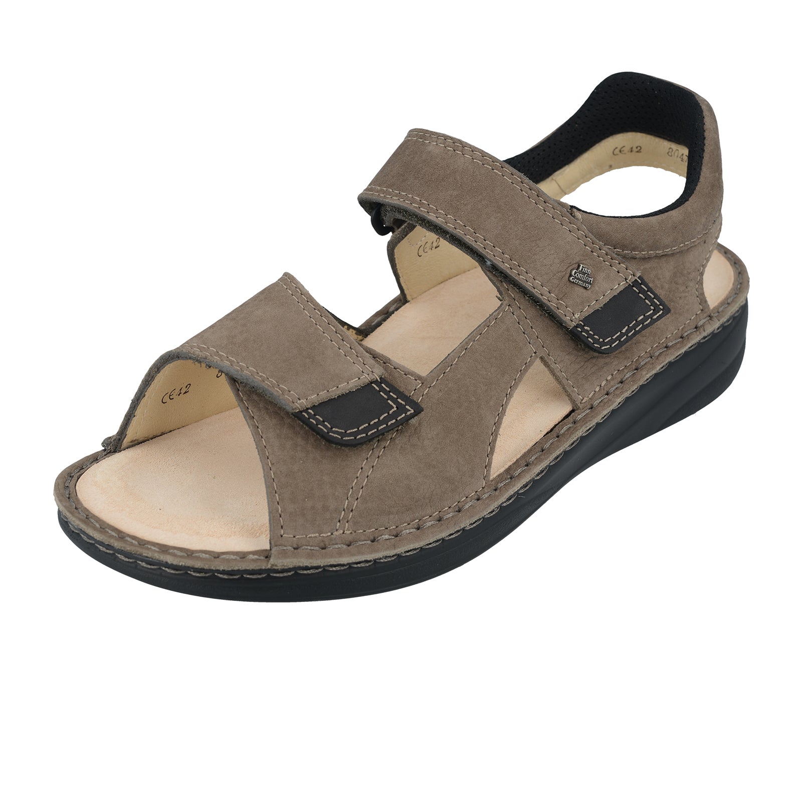 Finn Comfort Skiathos Men's Backstrap Sandals - Oxi/Black Tango/Buggy | Premium Comfort Footwear for Walking, Travel & Casual Wear