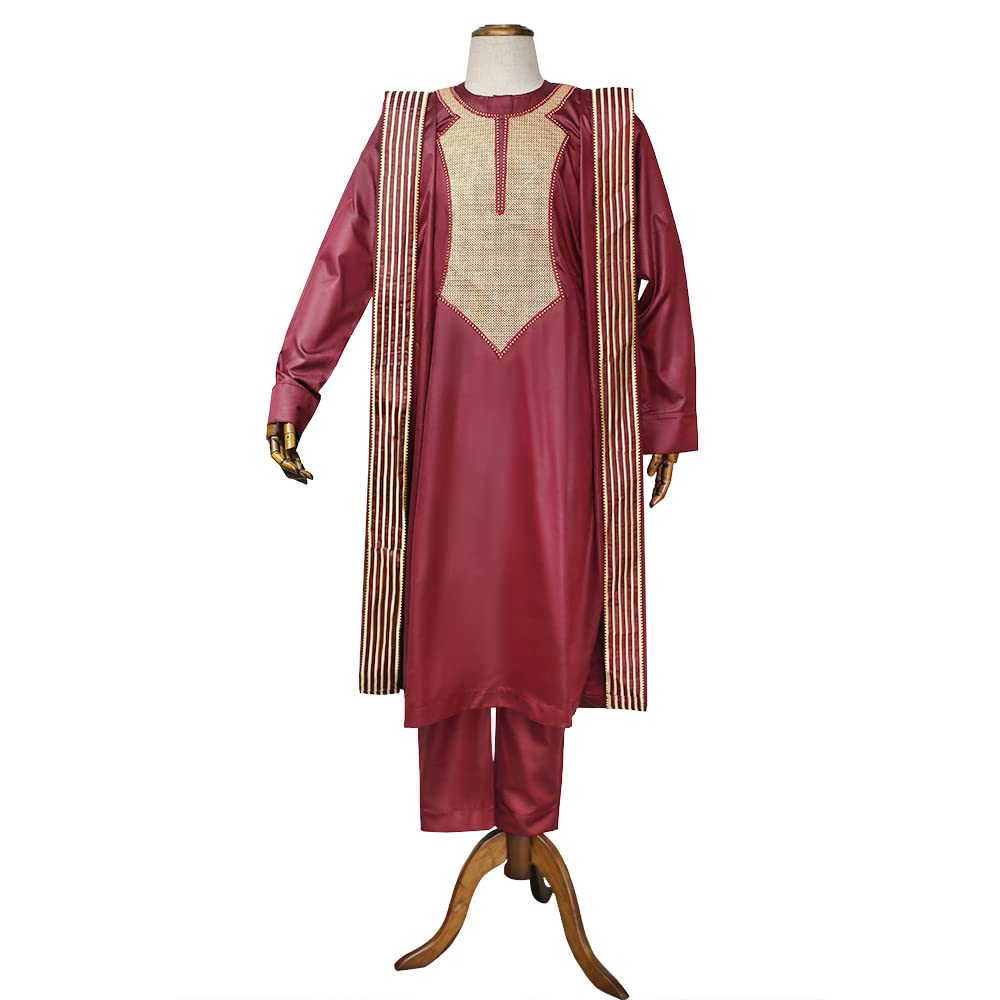 Premium African Men's Agbada Boubou Set - Traditional Nigerian Wedding Attire with Handmade Embroidery - Elegant Caftan Outfit for Special Occasions, Cultural Events & Formal Gatherings