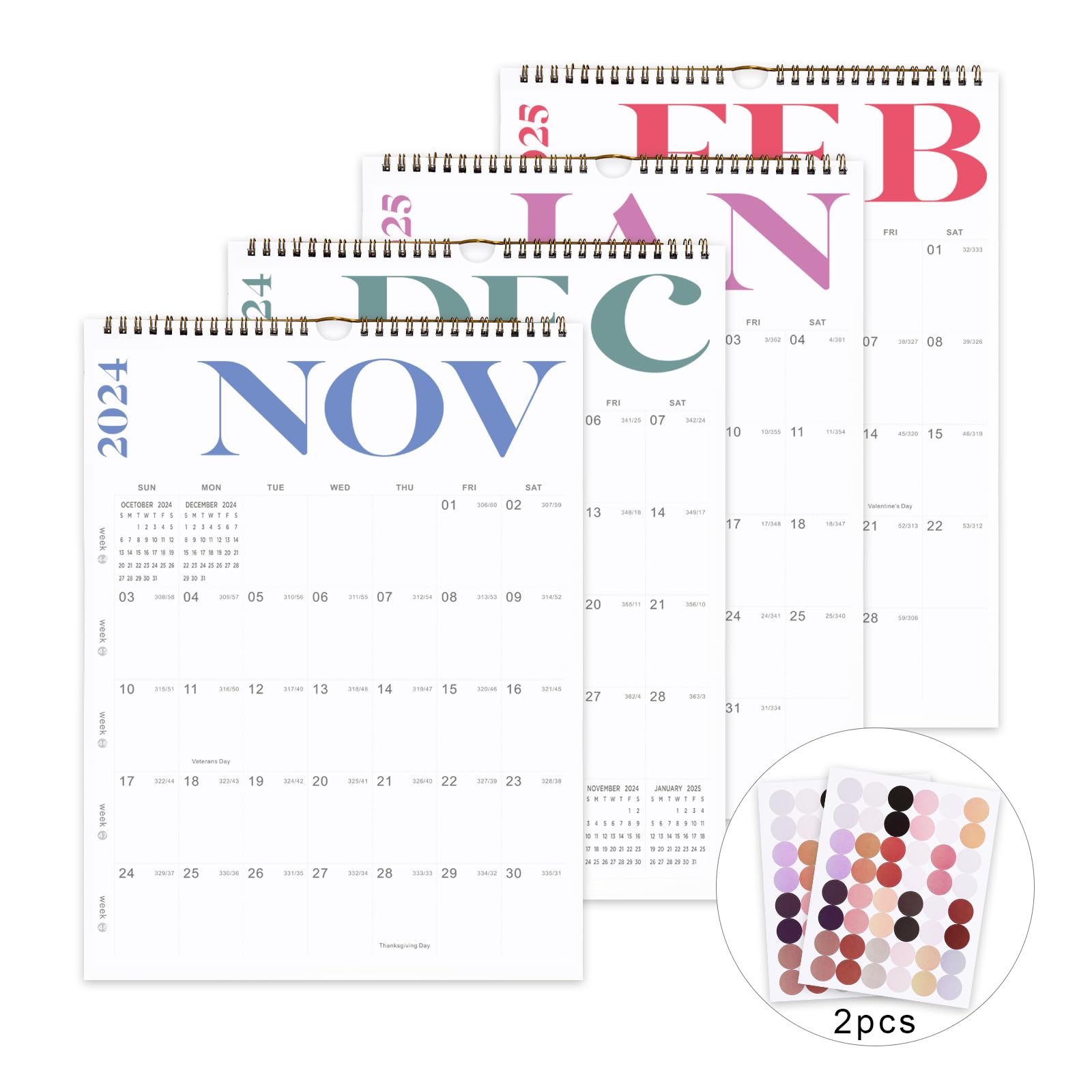 BORN FAIR 2024-2025 Wall Calendar - 18 Month Planner from July 2024 to December 2025 with Julian Dates, Large 14