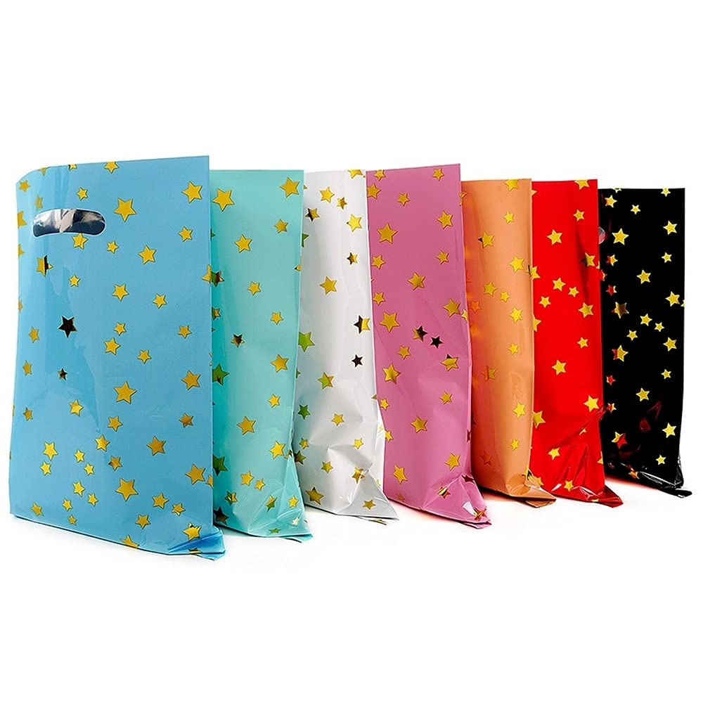 10-Pack Durable Reusable Plastic Storage Bags - Gift, Shopping, Merchandise & Boutique Bags for Christmas, Halloween, Graduation & Wedding - Perfect for Party Favors, Retail Packaging & Event Giveaways