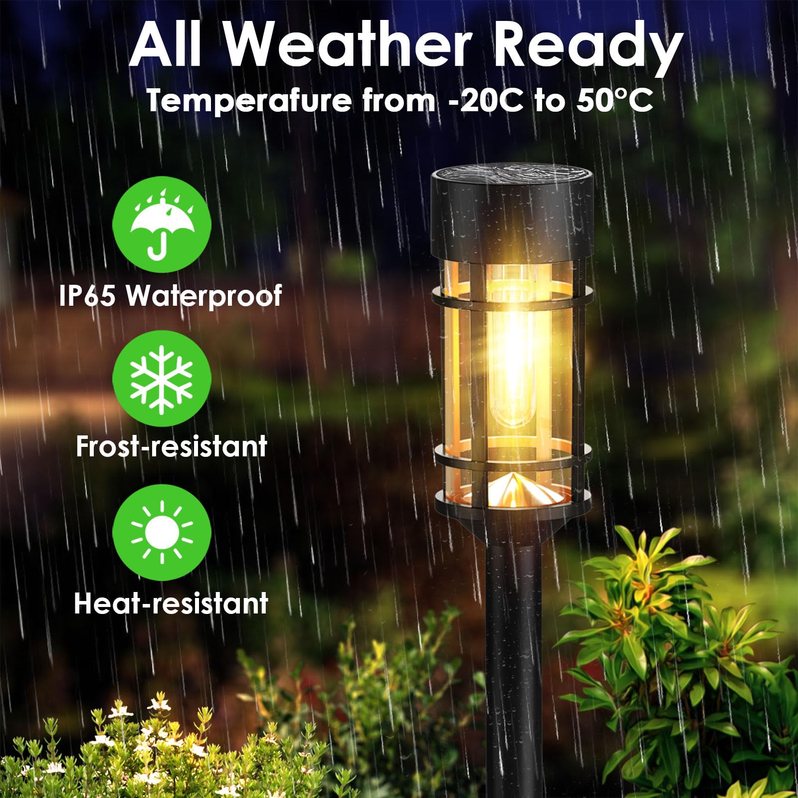 8 Pack Solar Pathway Lights - LED Garden Lights for Lawn, Yard & Walkway | 12Hrs Lighting