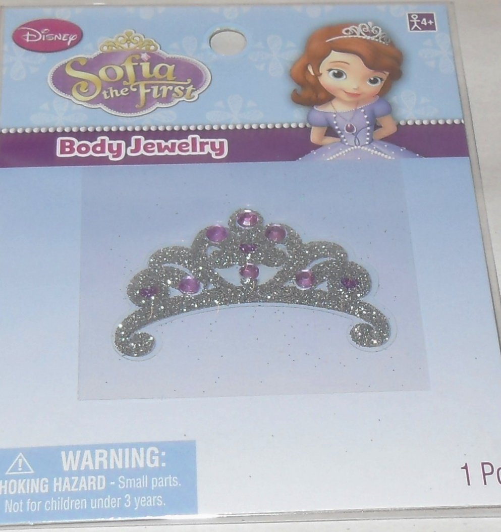 Disney Princess Sofia The First Tiara Body Jewelry & Stickers for Kids - Perfect for Birthday Parties, Dress-Up & Cosplay