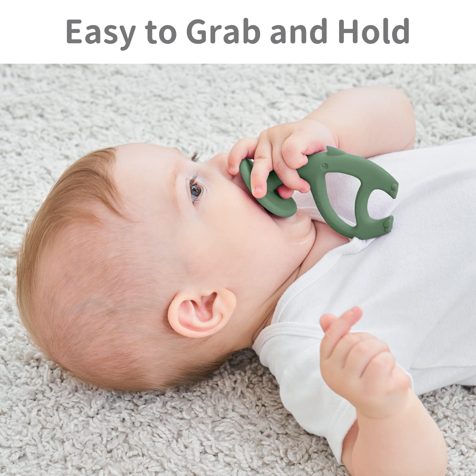 Mombella Dancing Elephant Teether Toy - Soft Silicone Baby Chew Toy with Strap & Clip for 3-12 Months - Freezable Teething Relief for Infants - Perfect Newborn Gift (Light Green) | Ideal for Soothing Sore Gums During Playtime & Travel