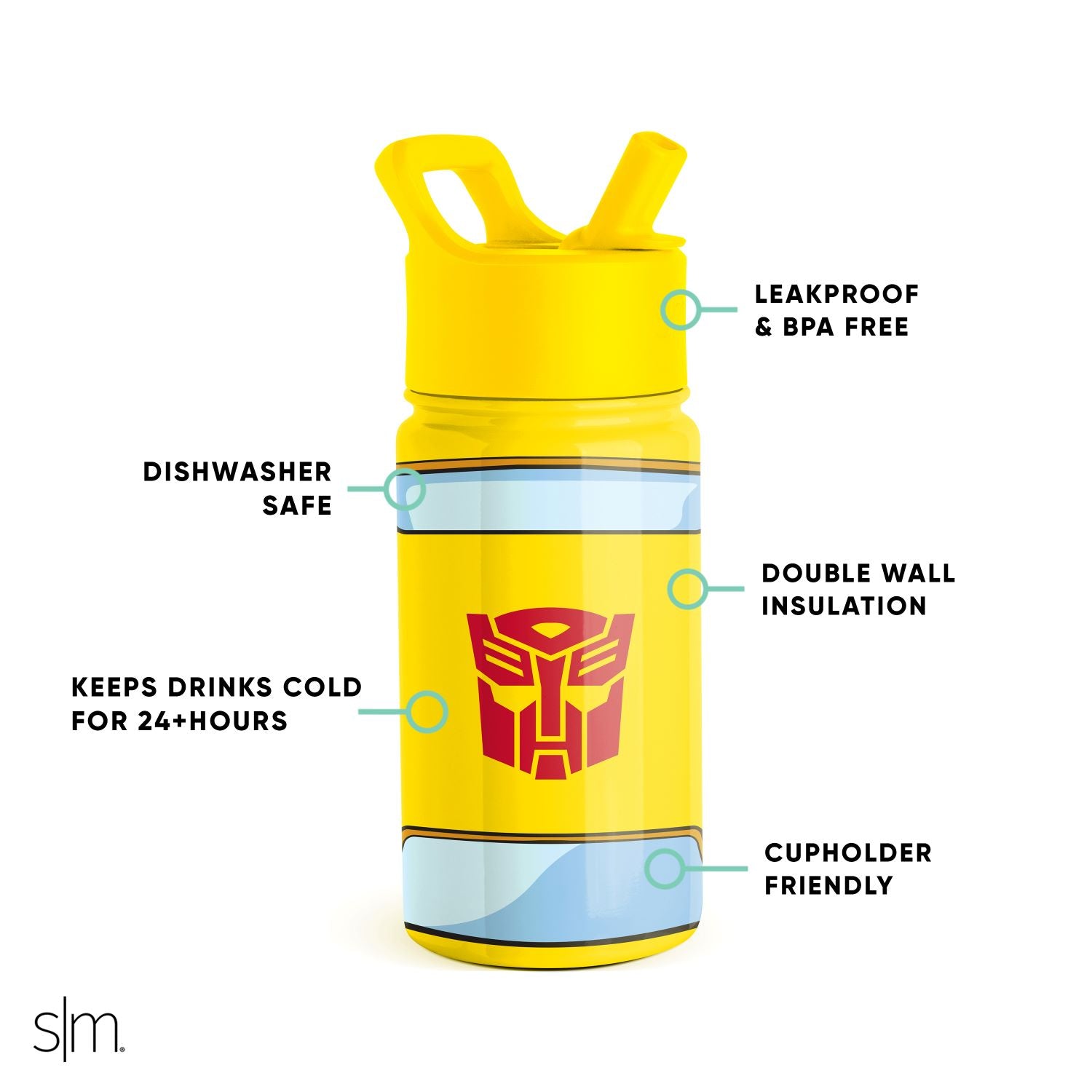 Summit Kids Water Bottle with Straw Lid - BPA Free Leak Proof Insulated Stainless Steel Bottle for School, Sports & Outdoor Activities