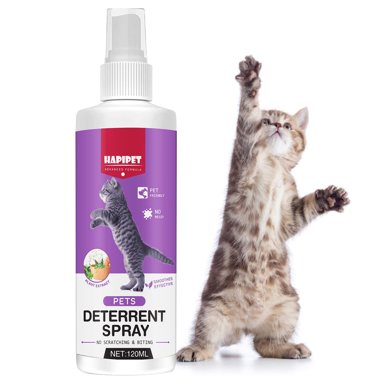 Natural Cat Deterrent Spray 120ml - Safe Indoor/Outdoor Pet Repellent for Cats & Dogs | Stops Scratching Furniture & Plants | Effective Behavior Training Solution for Home, Garden & Car Protection
