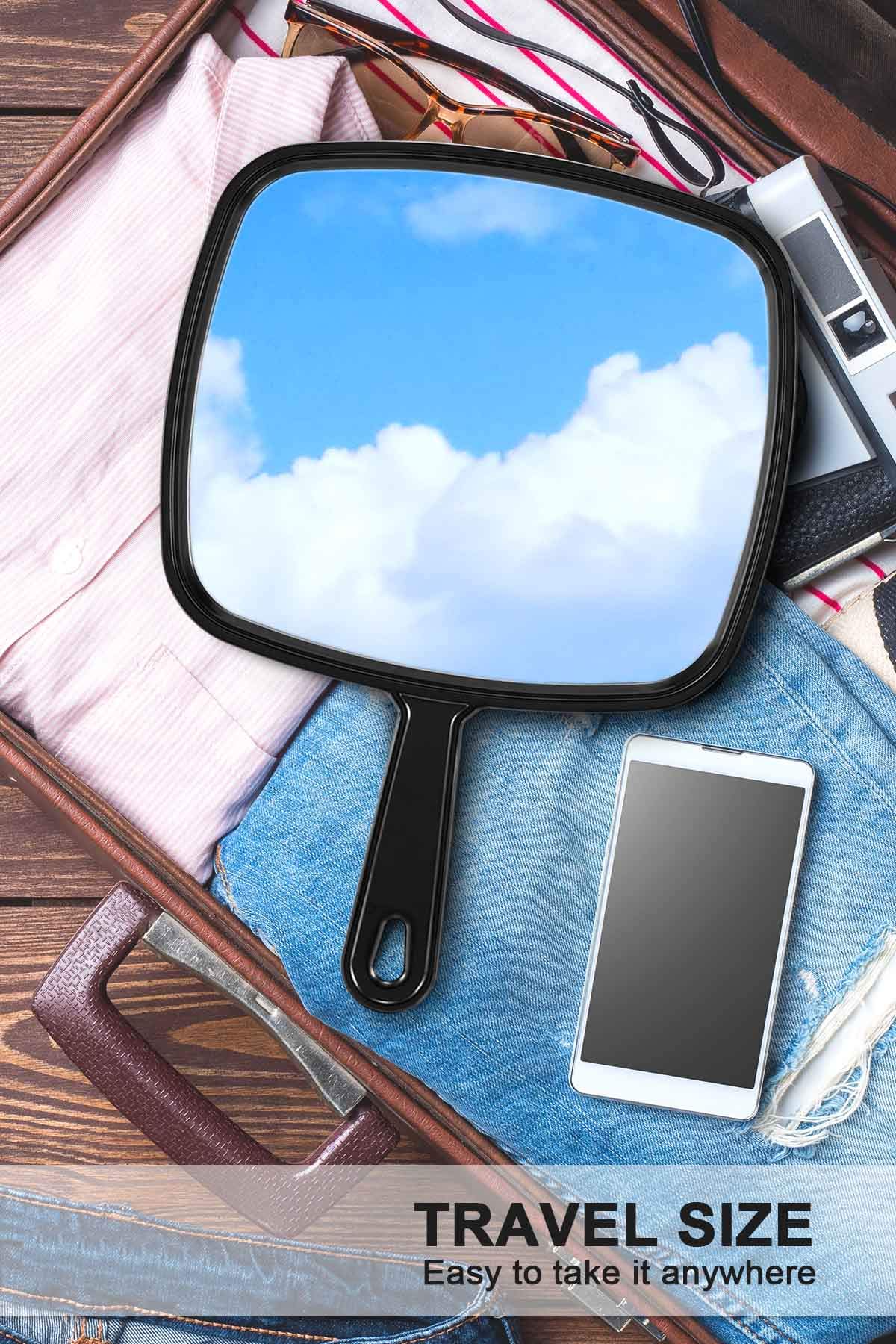 Mirrornova Extra Large Square Hand Mirror with Handle - Professional Barber & Hairdressing Mirror for Salon, Home Styling, Makeup Application & Travel Use
