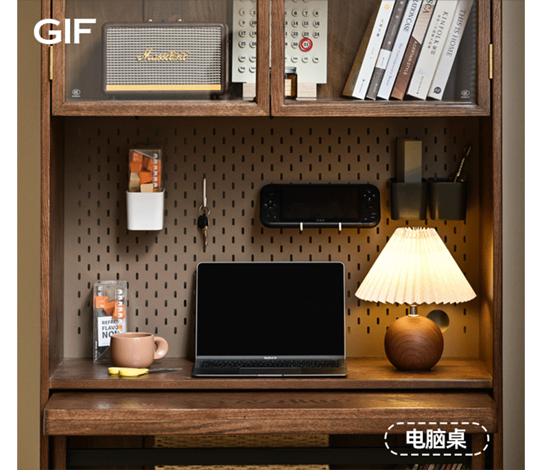Solid Oak & Black Walnut Wood Computer Desk - Study Table with Bookshelf for Home Office, Gaming & Workspace Organization