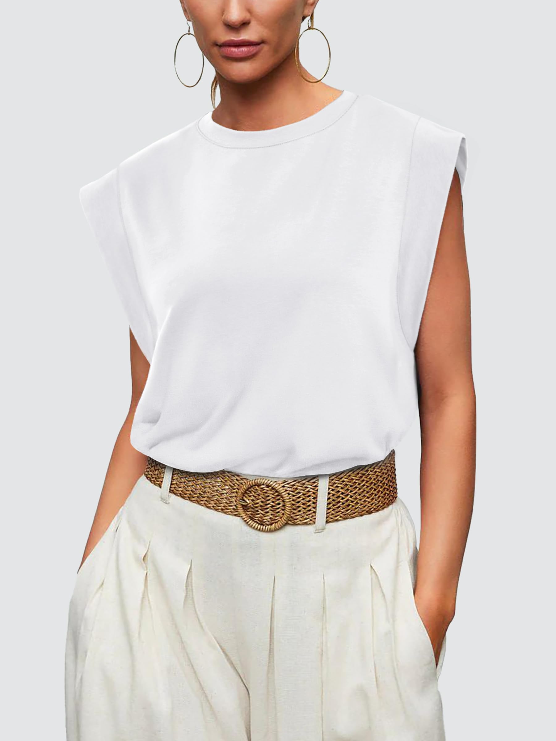 WIHOLL Women's Cap Sleeve Summer Tops - Basic Casual Loose Fit Tee Shirts & Fashion Tank Tops for 2025 | Perfect for Beach Outings, Weekend Brunch & Summer Travel