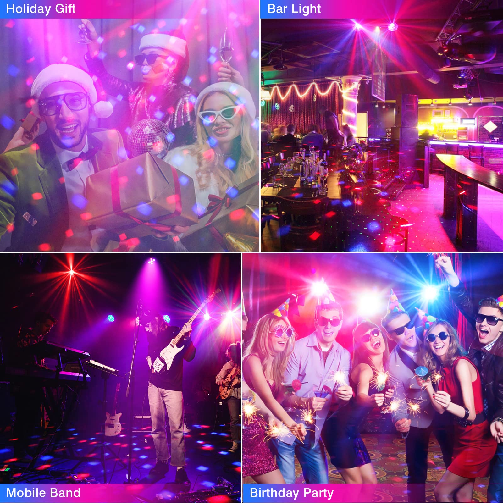 5-in-1 DJ Lighting System with Stand - Rotating Disco Ball, UV Strobe, LED Par & Pattern Effects | Sound Activated & Remote Control | Perfect for Stage Parties, Bars, Clubs, Weddings & Live Music Events