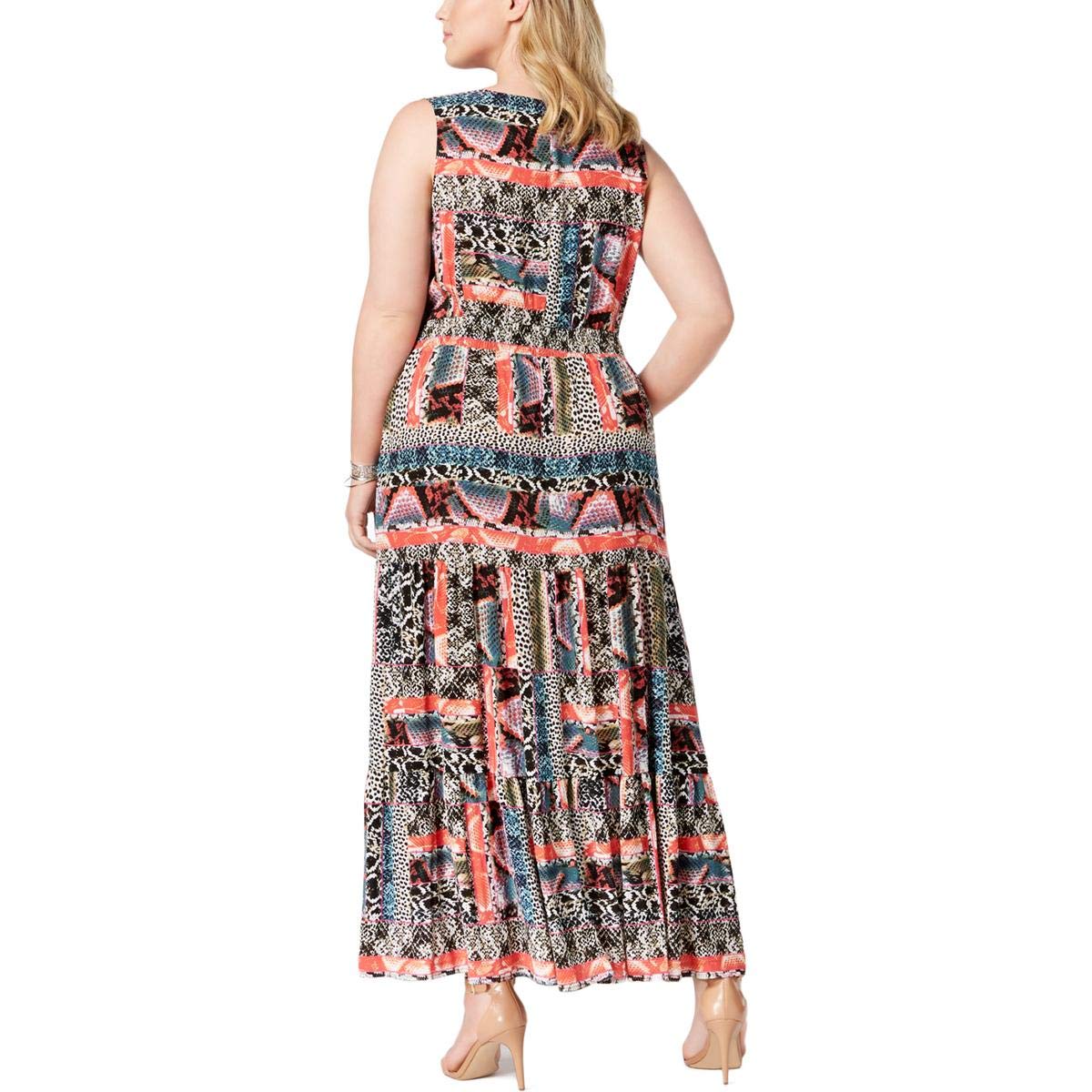 Plus & Petite Plus Size Printed Boho Maxi Dress for Women - Flowy Long Bohemian Summer Dress with Pockets - Perfect for Beach Vacations, Music Festivals & Casual Outings