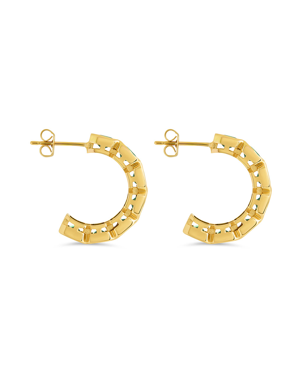Nyssa Bezel CZ Station Hoop Earrings for Women - Cubic Zirconia Gold Plated Dangle Earrings - Elegant Jewelry Gift for Birthday, Anniversary & Special Occasions