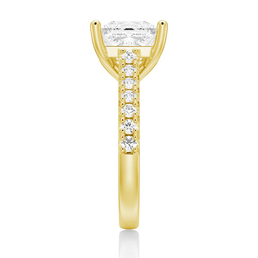 Princess Cut Pavé Moissanite Engagement Ring - 14K White Gold Wedding Band for Women | Sparkling Diamond Alternative for Proposals, Anniversaries & Special Occasions