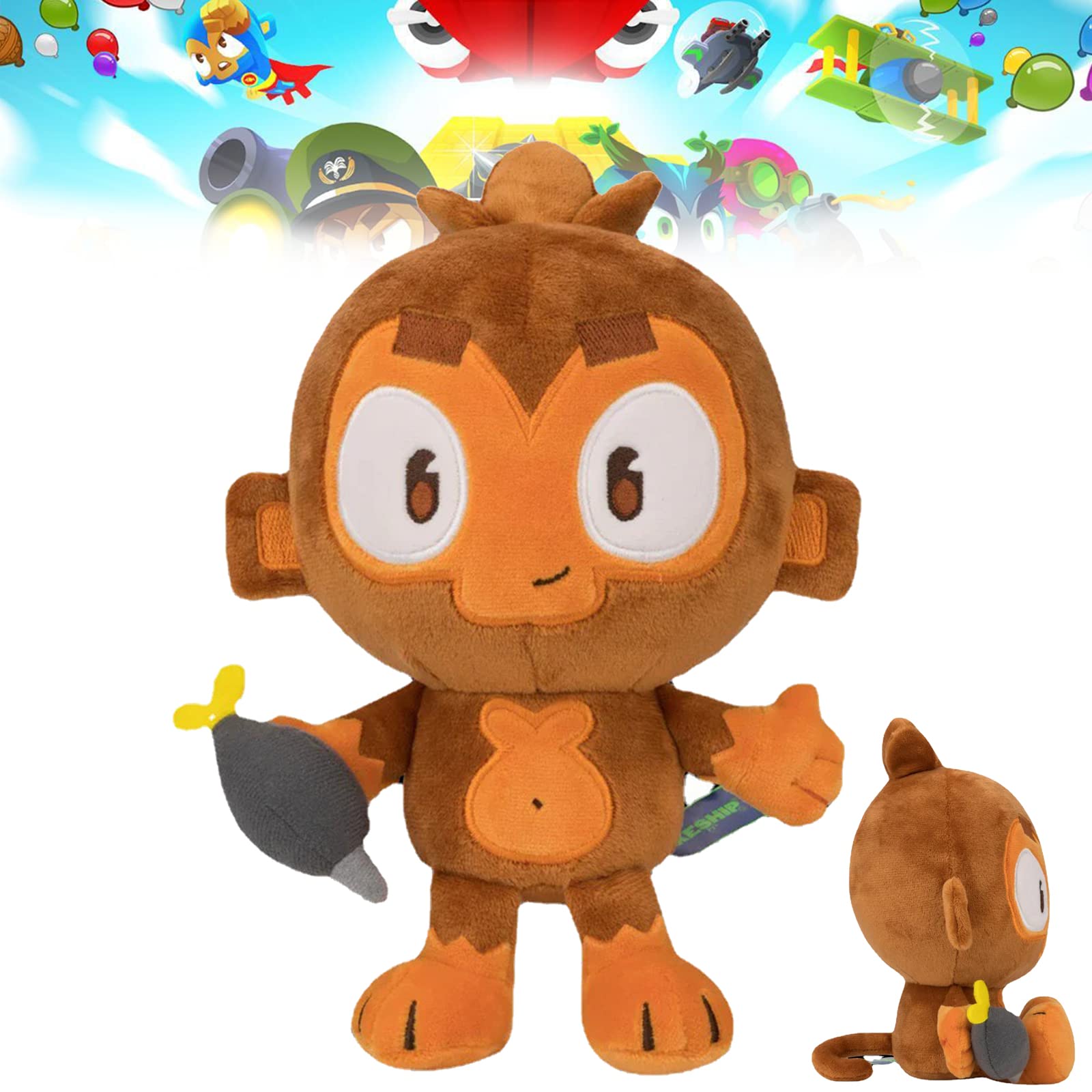 Bloons TD Dart Monkey Plush Toy - Cute Cartoon Stuffed Animal for Kids & Game Fans - Perfect Gift for Birthday, Party Favors & Video Game Collectibles (1 Piece)