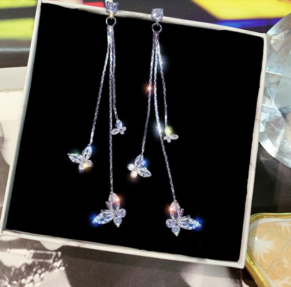 Fluttering Twinkling Butterfly Earrings for Women - Elegant Dangle Jewelry for Parties, Weddings & Everyday Wear
