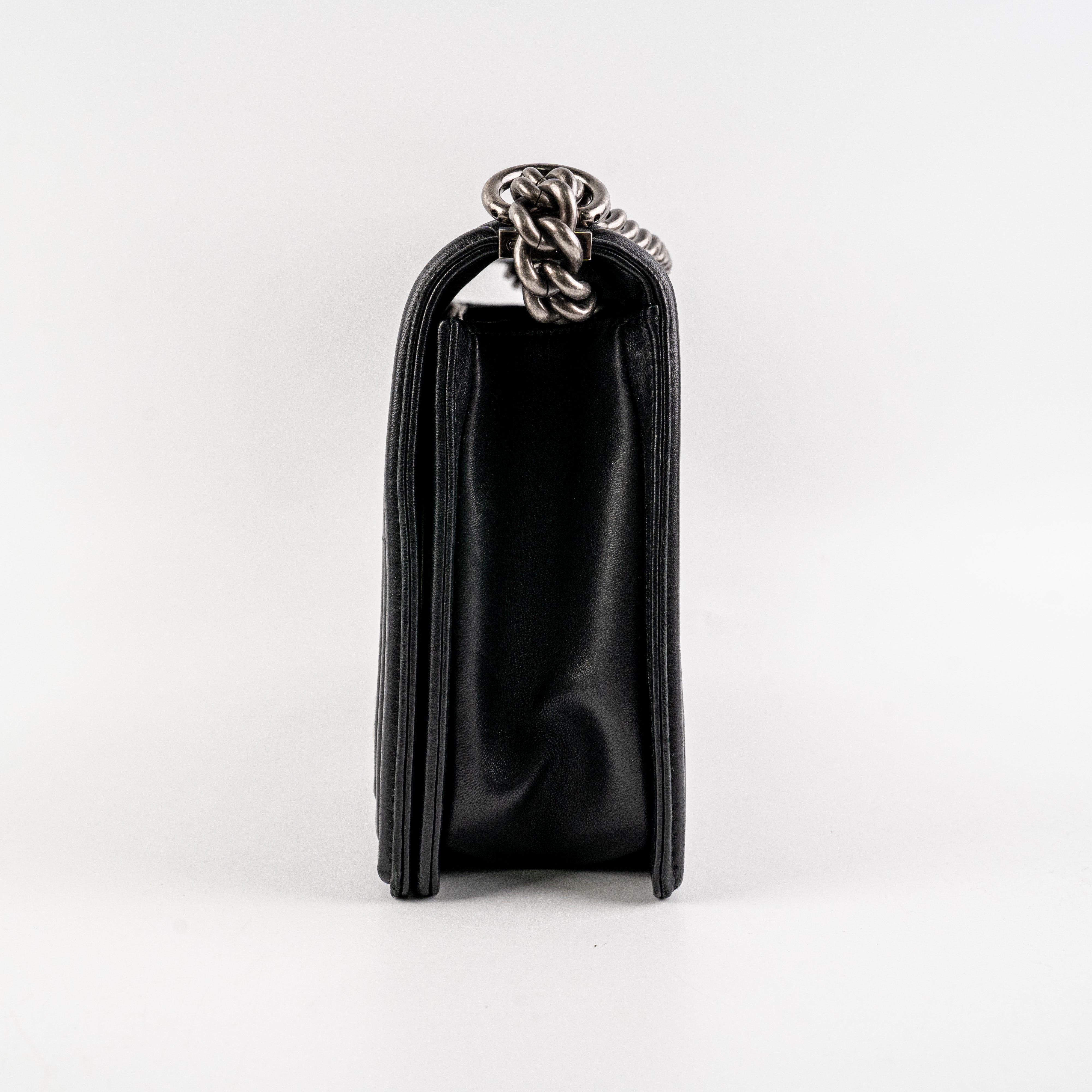 Chanel New Medium Boy Black Leather Handbag - Luxury Designer Crossbody Bag for Women, Perfect for Evening Events & Daily Use