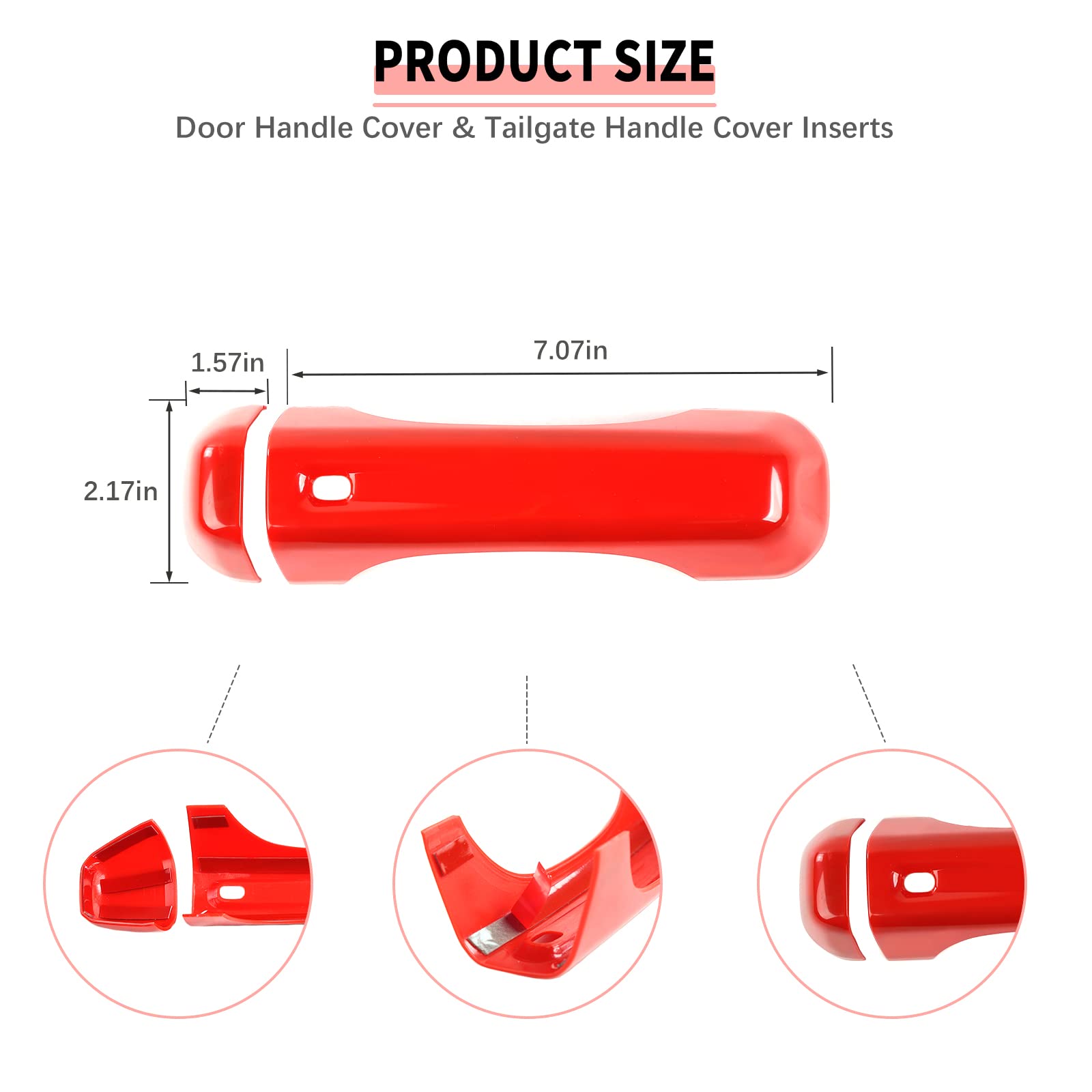 Jeep Wrangler JL JLU 2/4 Door Handle Cover & Tailgate Handle Cover Inserts - Exterior Accessories for 2018-2025 Models (Red) - Protect & Customize Your Jeep for Off-Road Adventures & Daily Driving