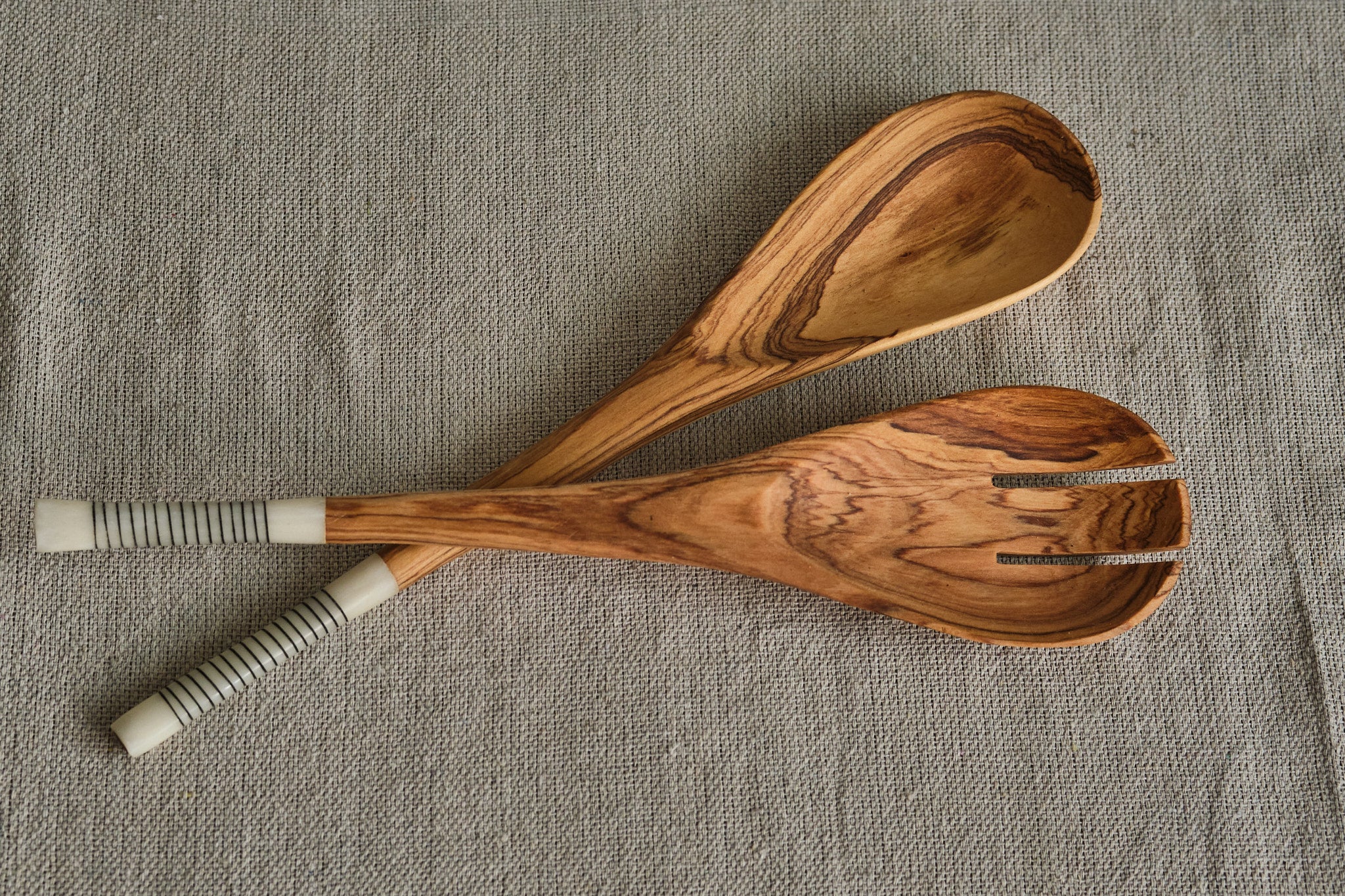 Handcrafted Walnut Wood Salad Servers Set - Natural Wooden Salad Tongs & Spoon for Healthy Eating, Dinner Parties & Picnics