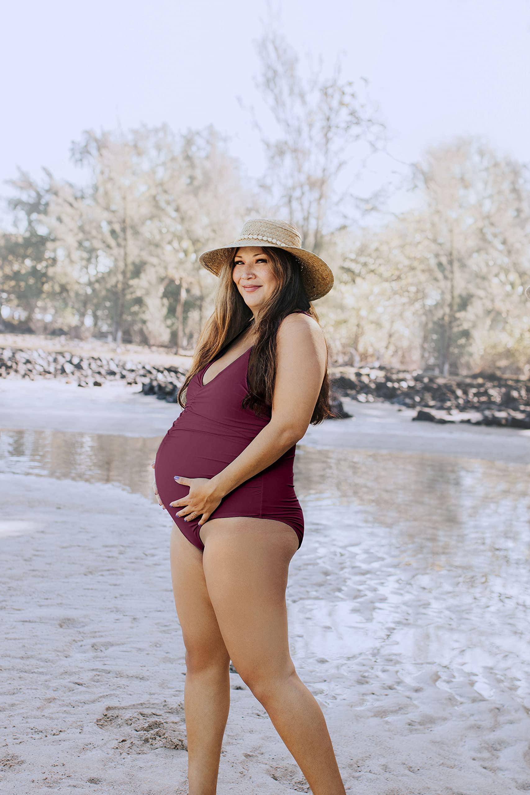 Kindred Bravely Gathered One Piece Maternity Swimsuit for Women - Comfortable & Stylish Pregnancy Bathing Suit | Perfect for Beach, Pool & Maternity Photos