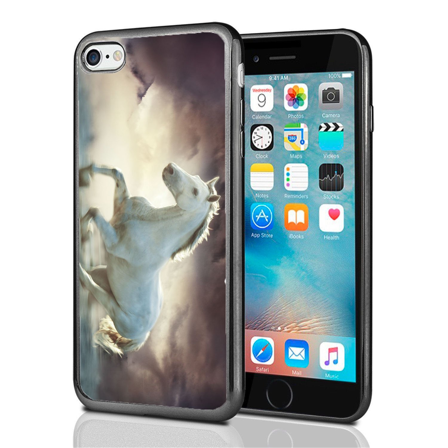 Atomic Market White Horse Running Wild iPhone 7 & iPhone 8 Case - Durable Protective Cover for iPhone 7 (2016) & iPhone 8 (2017) - Perfect for Outdoor Adventures, Travel & Daily Use
