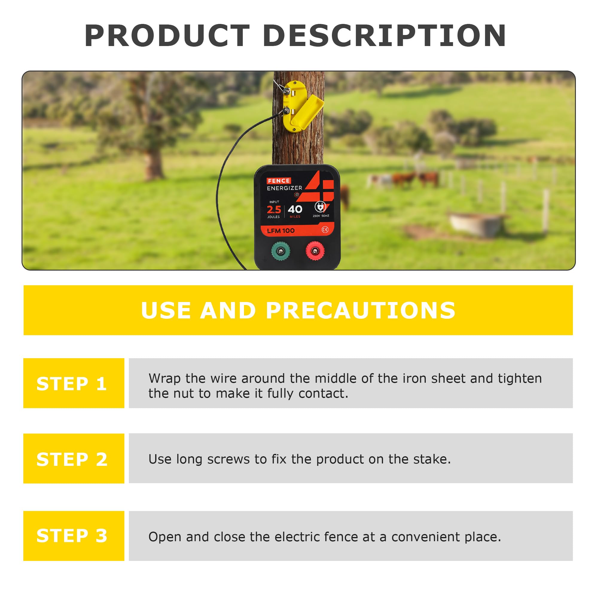 Heavy Duty Plastic Single Pole Electric Fence Cut Off Switch - Yellow | Weatherproof Safety Switch for Farm, Ranch & Livestock Fencing Systems