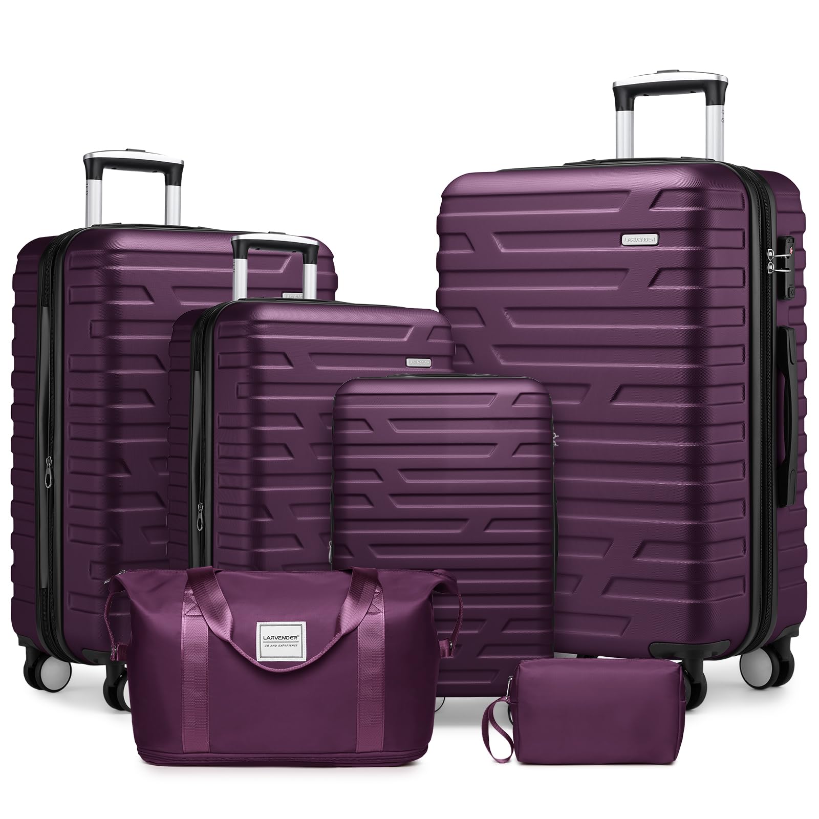 6-Piece Lavender Hardside Expandable Luggage Set with Spinner Wheels & TSA Lock - Lightweight Purple Suitcases for Women | Perfect for Air Travel, Business Trips & Family Vacations