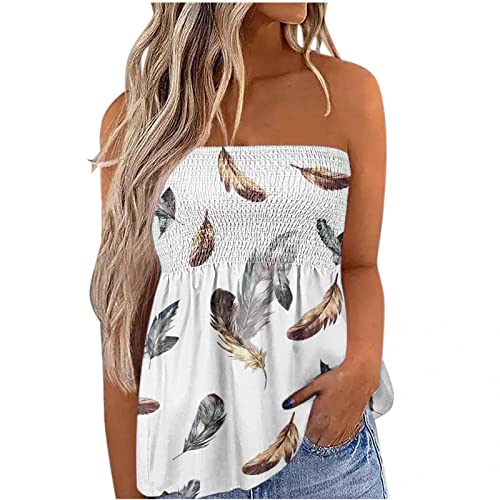NaRHbrg Women's Sexy Striped Tube Top - Strapless Bandeau Tank Top for Teen Girls, Off Shoulder Blouse for Party, Beach & Summer Outfits