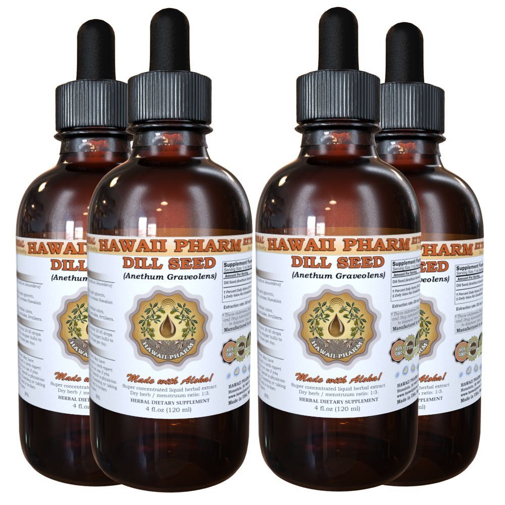 Organic Dill Seed Liquid Extract (Anethum Graveolens) - Herbal Tincture Supplement, 4x4 oz Bottles - Supports Digestion & Relaxation - Perfect for Tea, Cooking & Natural Remedies